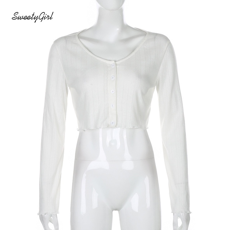 Áo croptop dài tay cổ chữ V gợi cảm cho nữ