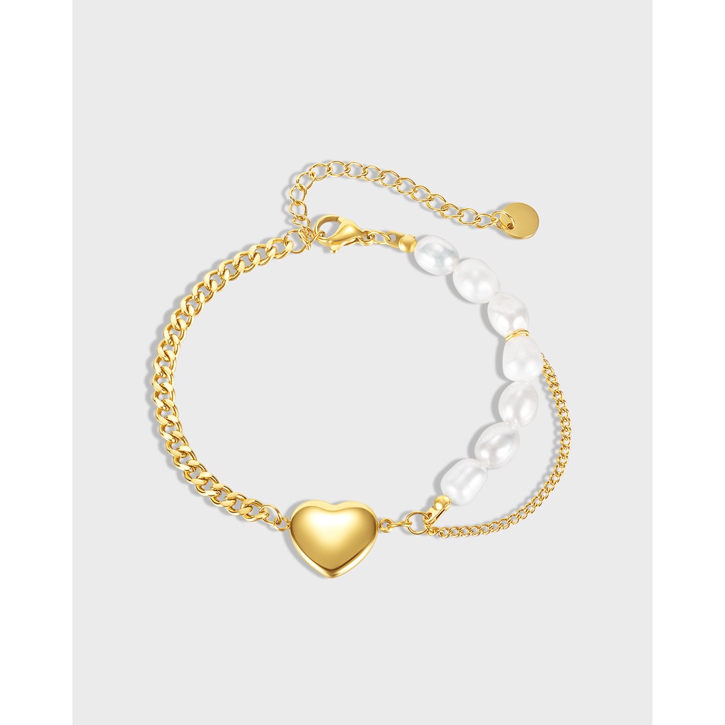 Vòng Tay Ngọc Trai Bằng Thép Titan Thiết Kế Đơn Giản Và Đa Năng Niche