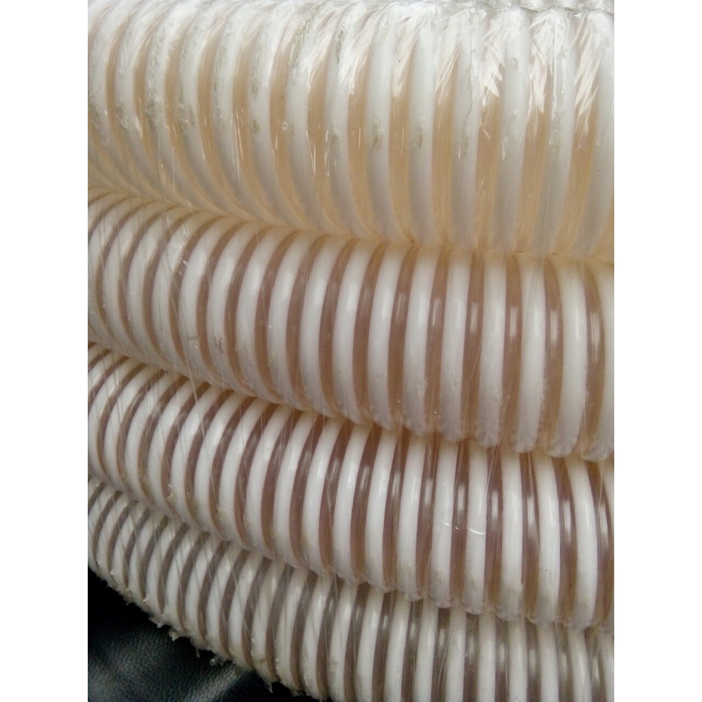 Ống gân nhựa trắng,ống gân nhựa PVC cổ trâu Phi 60,20m/ cuộn chuyên dùng hút chân không,hút dầu,hút cát,hút sỏi,đá,..