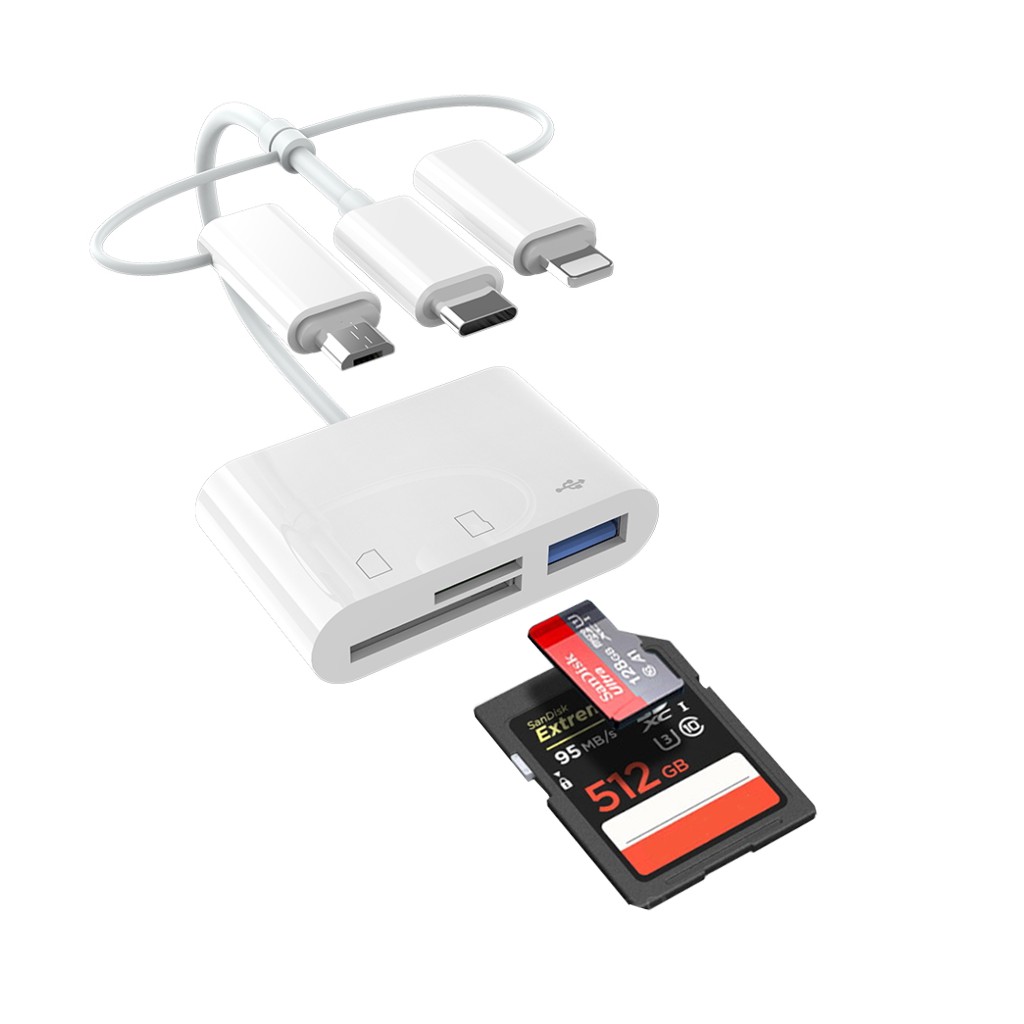 Đầu đọc thẻ đa năng SD MicroSD OTG cho điện thoại ios android type-c lightning | BigBuy360 - bigbuy360.vn