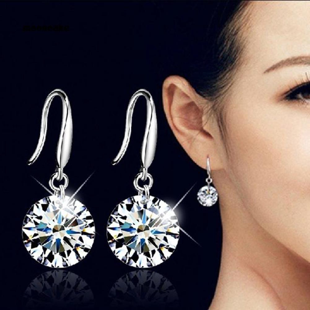 Khuyên tai mạ bạc đính đá thời trang thanh lịch dành cho nữ