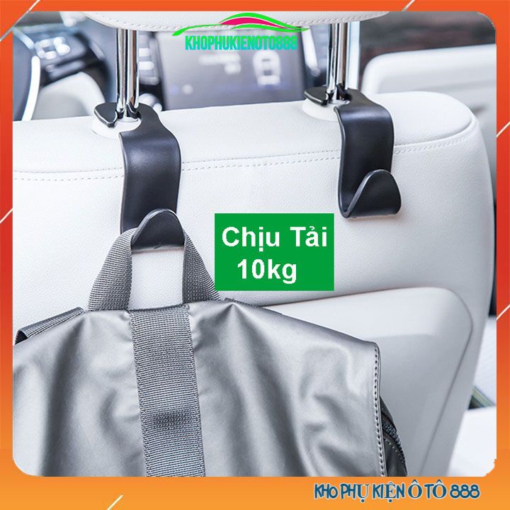 Bộ 2 móc treo đồ sau ghế ô tô màu đen chịu tải 10kg 1 móc