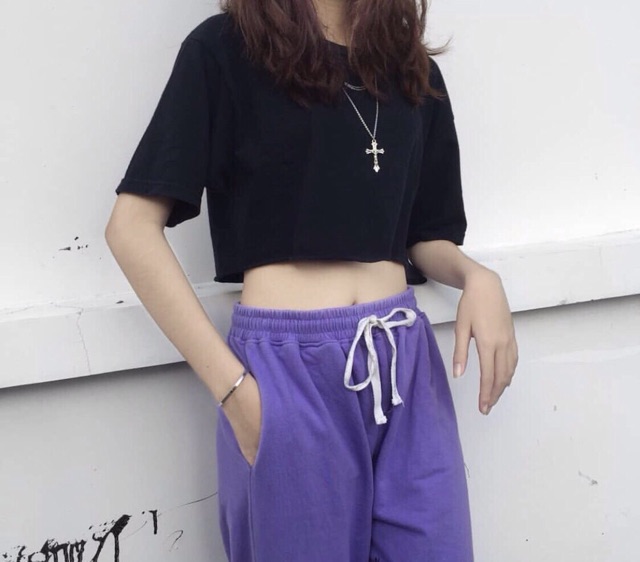 Áo Croptop Trơn Form Rộng/Áo Croptop Basic Oversize Clip Thật