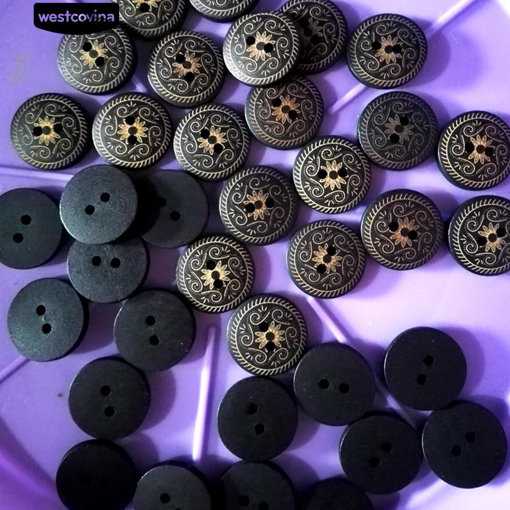 Set 50 Nút Gỗ Tròn 18Mm 2 Lỗ Chuyên Dụng Cho Thợ May Vá