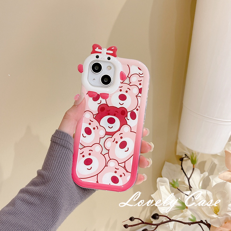 IPhone 14 13 12 11 Pro Max SE 2020 X Xr Xs Max 8 7 PlusỐp Điện Thoại Mềm Trong Suốt In Hình Gấu Hồng Cho
