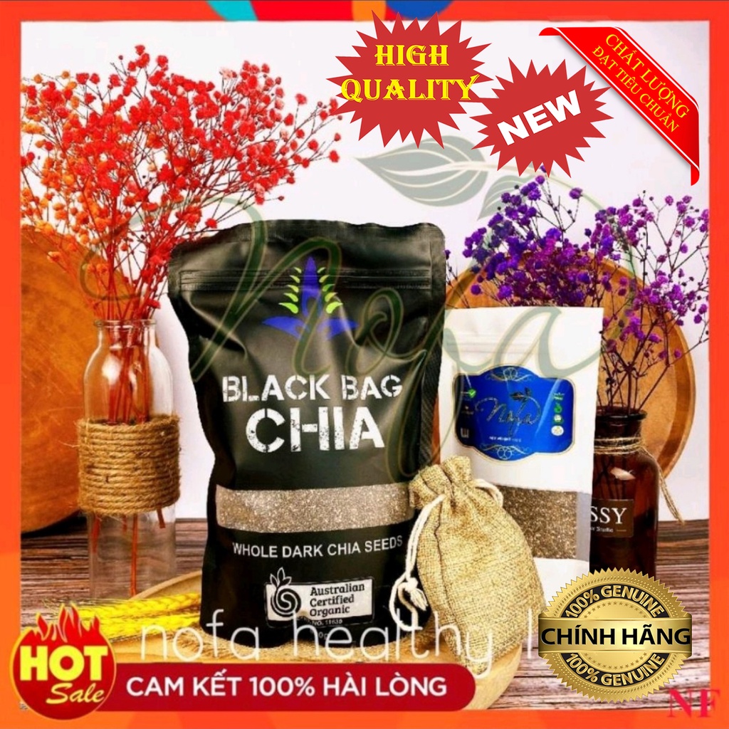 Hạt Chia Úc Chính hãng Organic 500g Chia Seeds Túi Đen hữu cơ hàng chuẩn date mới giảm cân chống lão hóa