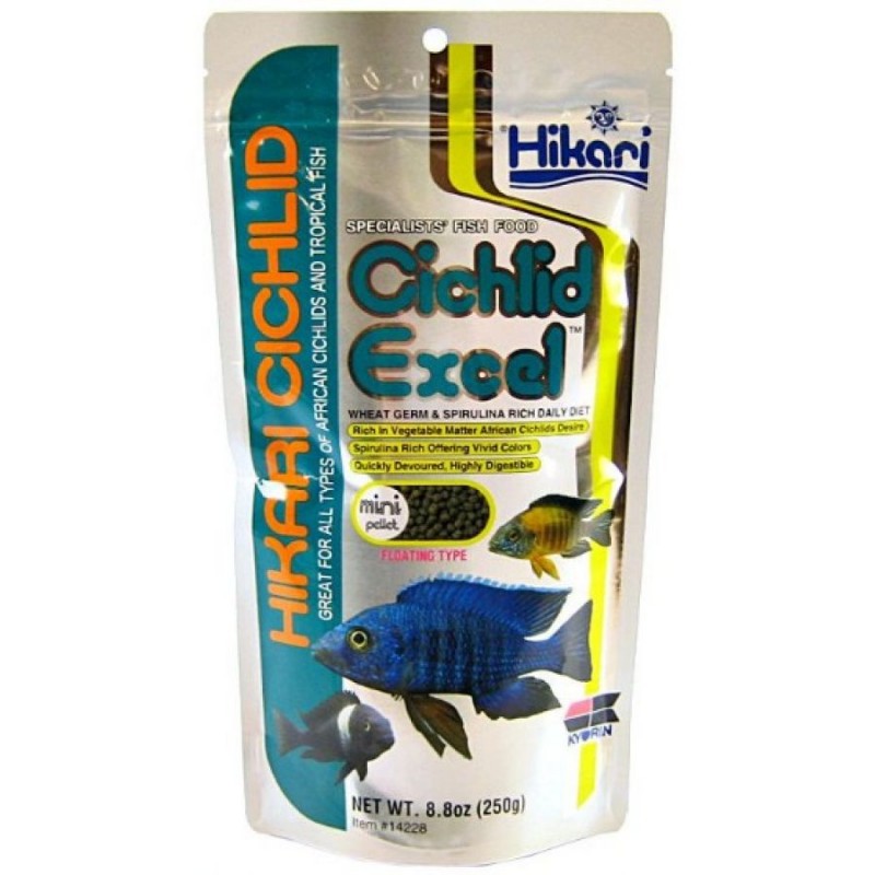 Thức ăn cho cá Ali hạt nổi Hikari Cichlid Excel 250gram bổ sung rau hổ trợ tiêu hóa