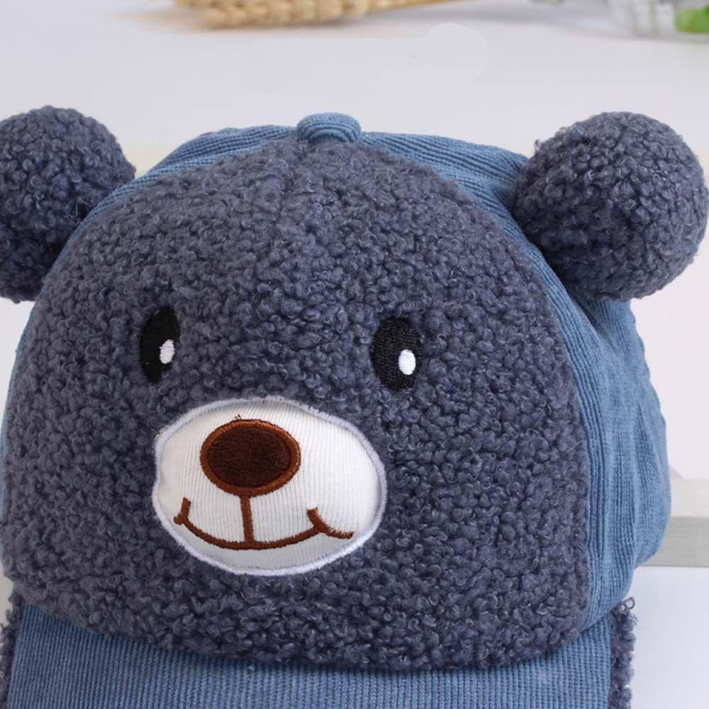 Mũ Lưỡi Trai Hình Gấu Bằng Cotton Giữ Ấm Mùa Thu Đông Cho Bé