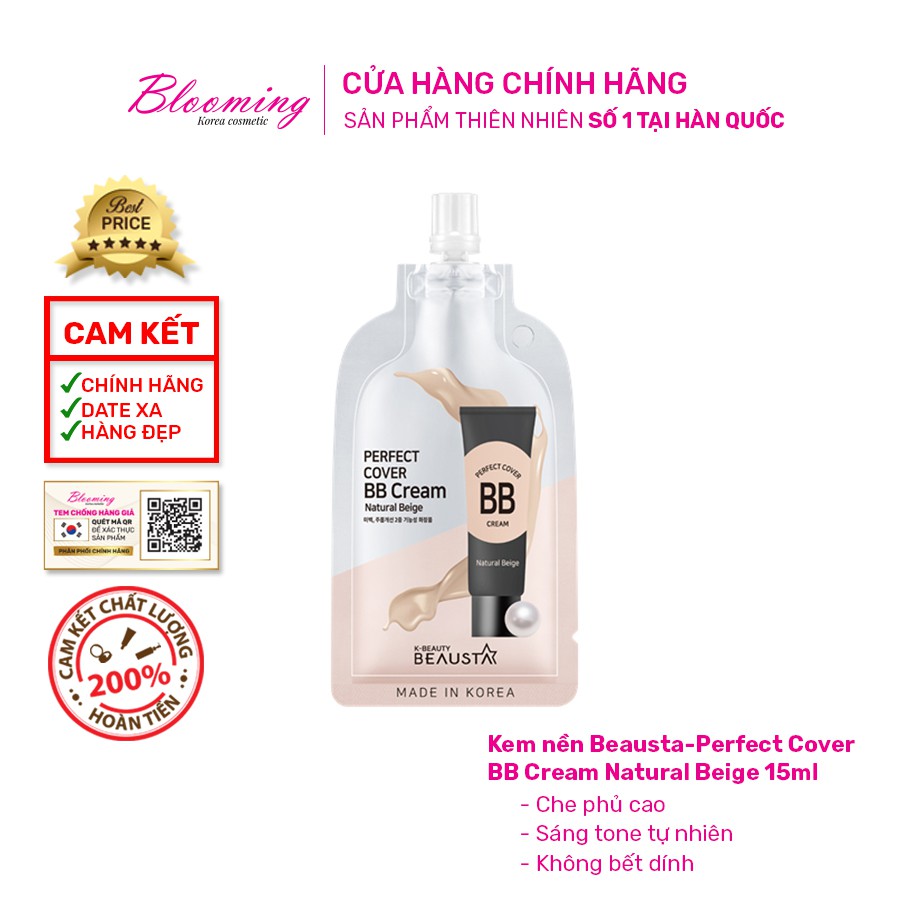 Kem Nền Che Khuyết Điểm 24H Lâu Trôi Beausta-Perfect Cover BB Cream Natural Beige 10ml