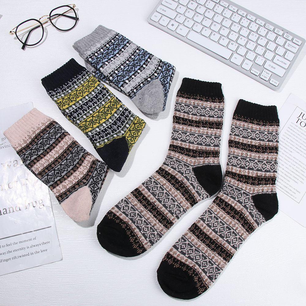 ORIENTLII Set 5 Đôi Tất Giữ Ấm Nhiều Màu Thời Trang Cho Nam