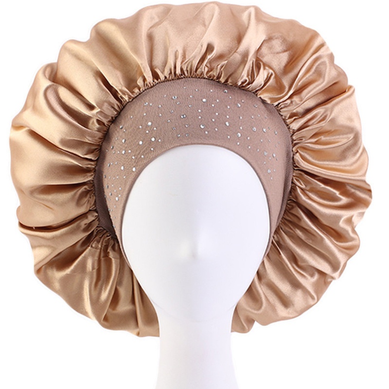Mũ Trùm Đầu Bằng Satin Co Giãn Đính Đá Có Thể Điều Chỉnh