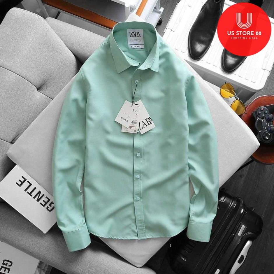 Áo sơ mi nam dài tay ZR xanh ngọc siêu đẹp, chống nhăn, vải cotton lụa thoáng mát, chống nhăn cao cấp