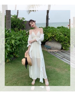 VÁY MAXI TRẮNG TIỂU THƯ CHẤT ĐẸP SẴN