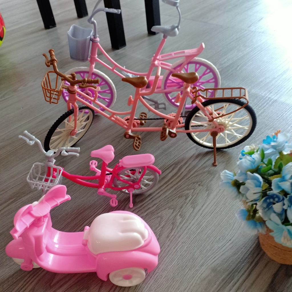 Đồ chơi cho búp bê barbie 30cm các mẫu xe máy ,xe đạp nhựa xinh xắn