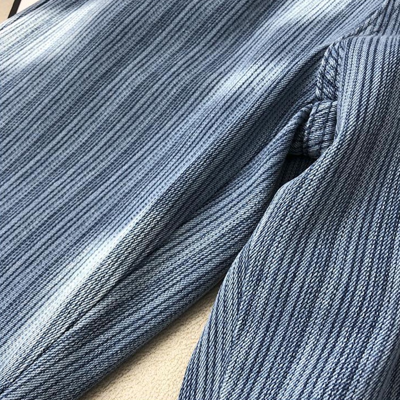 Quần denim IELGY dáng rộng ống dài lưng cao màu xanh lam cá tính dành cho nữ