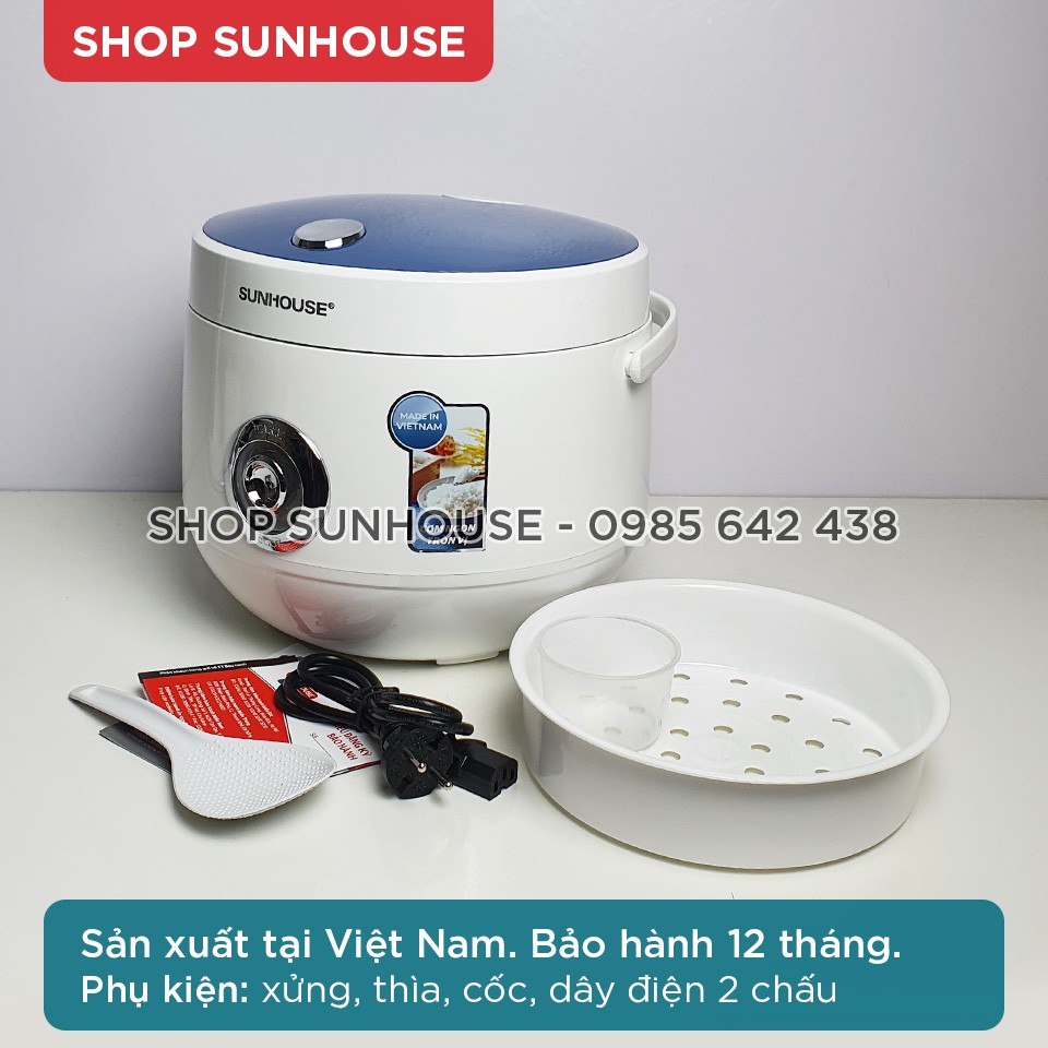 [Mã 2010ELSALE hoàn 7% đơn 300K] Nồi cơm điện 1.8L SUNHOUSE SHD8606 thân nhựa