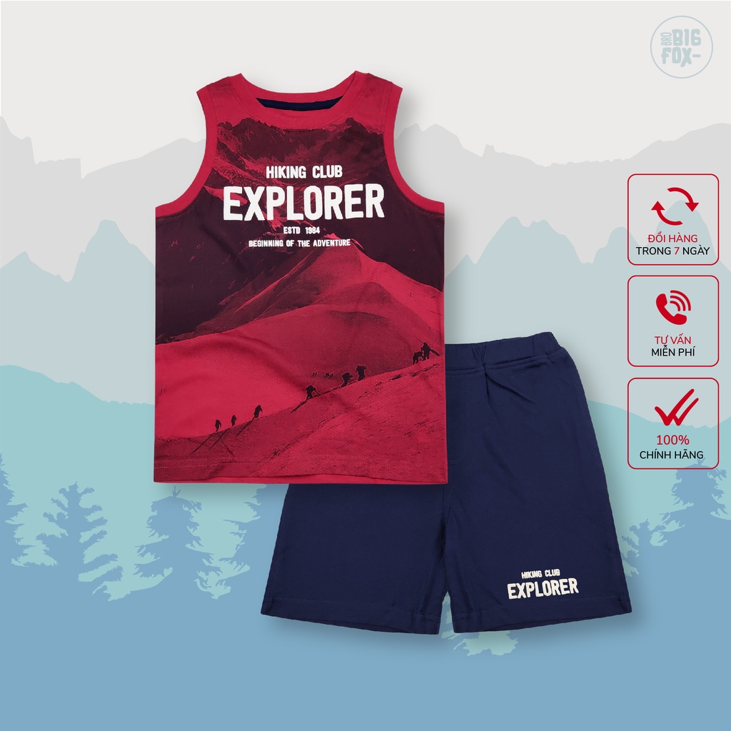 Đồ Bộ Bé Trai Size Đại Bigfox, Bộ Ba Lỗ Trẻ Em Mùa Hè Chất Cotton In EXPLORER 2-11