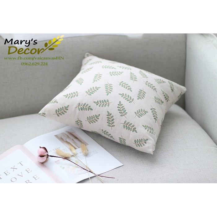 Gối tựa sofa Mary Décor - họa tiết Lá xanh G-B04