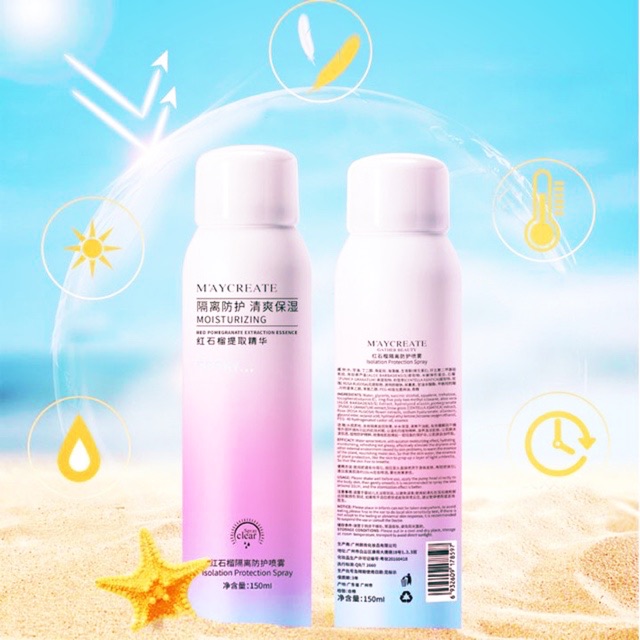 XỊT CHỐNG NẮNG / Xịt Chống Nắng Trắng Da Maycreate 150ml Spf35