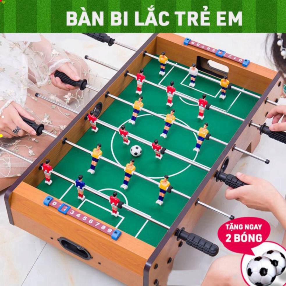Bàn Bi Lắc Mini 6 Tay Cầm Lớn Cho Trẻ Em, Bàn Đá Banh, Bóng Bằng Gỗ Cỡ Loại Size To