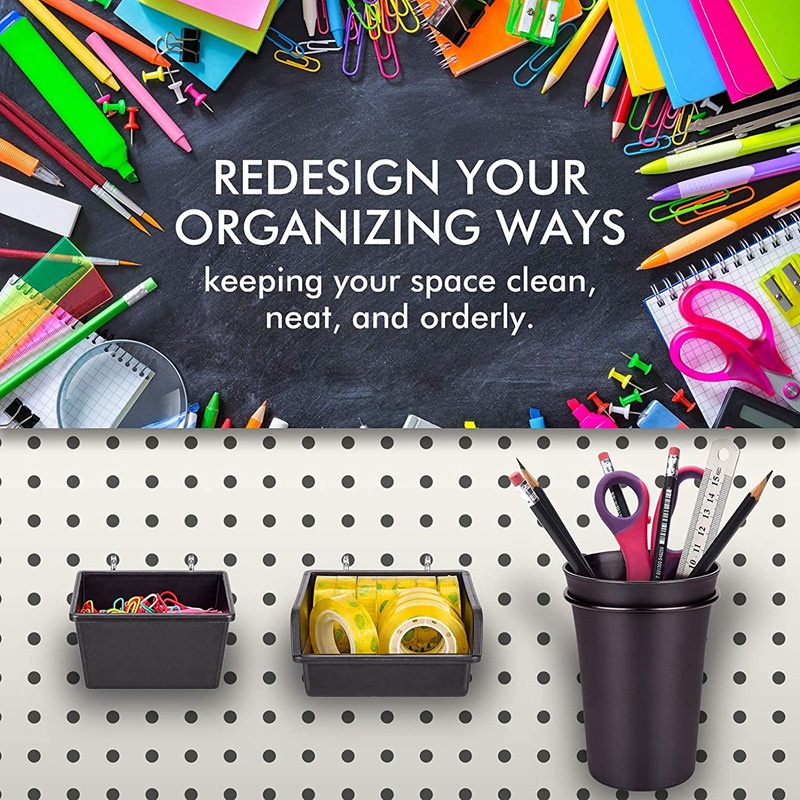 Pegboard Bins Peg Board Cups with Hooks &amp; Loops 12 Pack.Phụ kiện tổ chức phân loại.Tools Bộ hệ thống sắp xếp lưu trữ