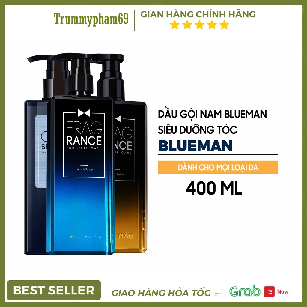 DẦU GỘI NAM BLUEMAN SIÊU DƯỠNG TÓC SẠCH DA KIỂM SOÁT DẦU 4 LỰA CHỌN 400ml
