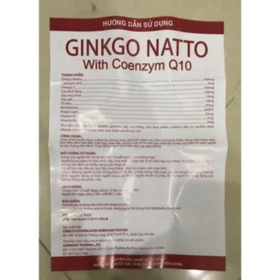 HOẠT HUYẾT DƯỠNG NÃO BRAIN GINKGO NATTO.