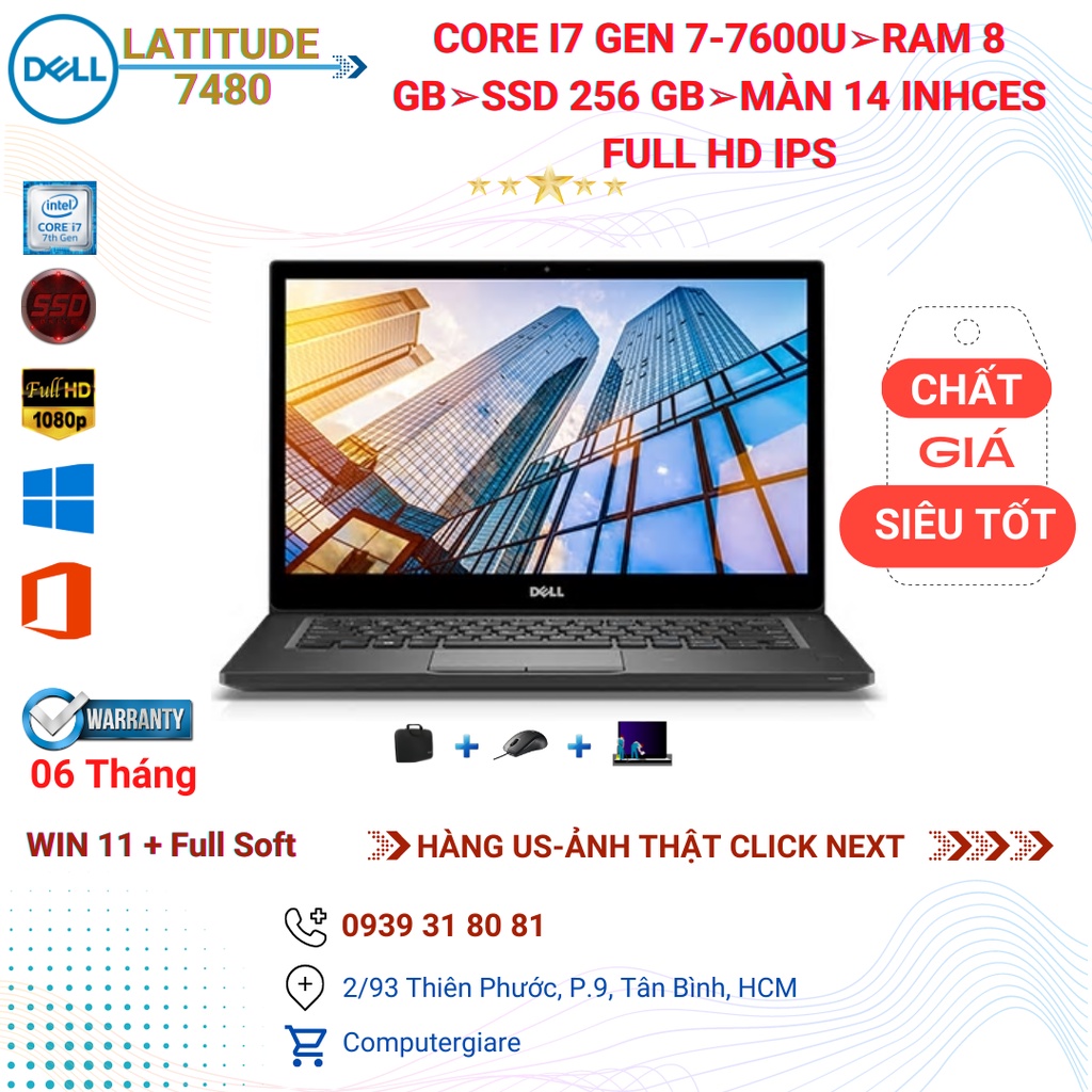💻Laptop Cũ Dell Latitude 7480➢Như hình➢i7 7600U➢RAM 8GB➢SSD 256GB➢Màn 14 inches FHD