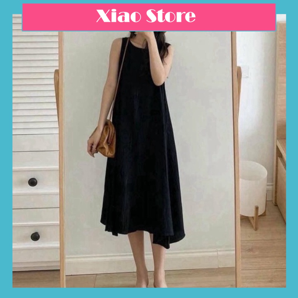 váy maxi dáng suông sát nách chất đũi nhiều màu ullazang babydoll hot trend babydoll chất đẹp mầu trắng, đen xiao shop