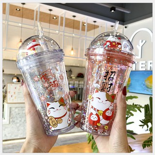 Bình nước kèm ống hút Neko Neko