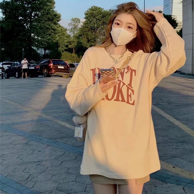 Áo Dài Tay Dont Smoke PEONYB Unisex [FREESHIP] Nỉ form rộng tay bồng màu be kiểu dáng dài oversize 3158 hàn quốc đẹp