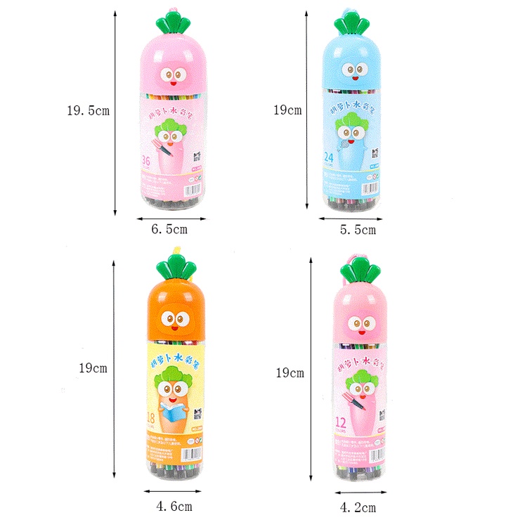 Hộp Bút Dạ Hình Cà Rốt 12/24/36 màu siêu Cute cho bé tập tô