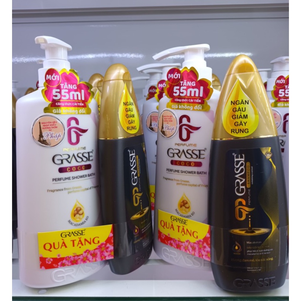 Sữa Tắm GRASSE Hương nước hoa 620ml + Dầu Gội Grasse 215ml