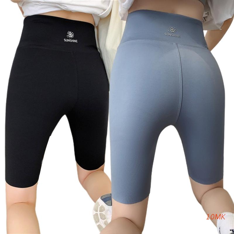 10mk Quần Short Legging Thể Thao Lưng Cao Giả Da Cá Mập Màu Trơn Thời Trang Mùa Hè Dành Cho Nữ