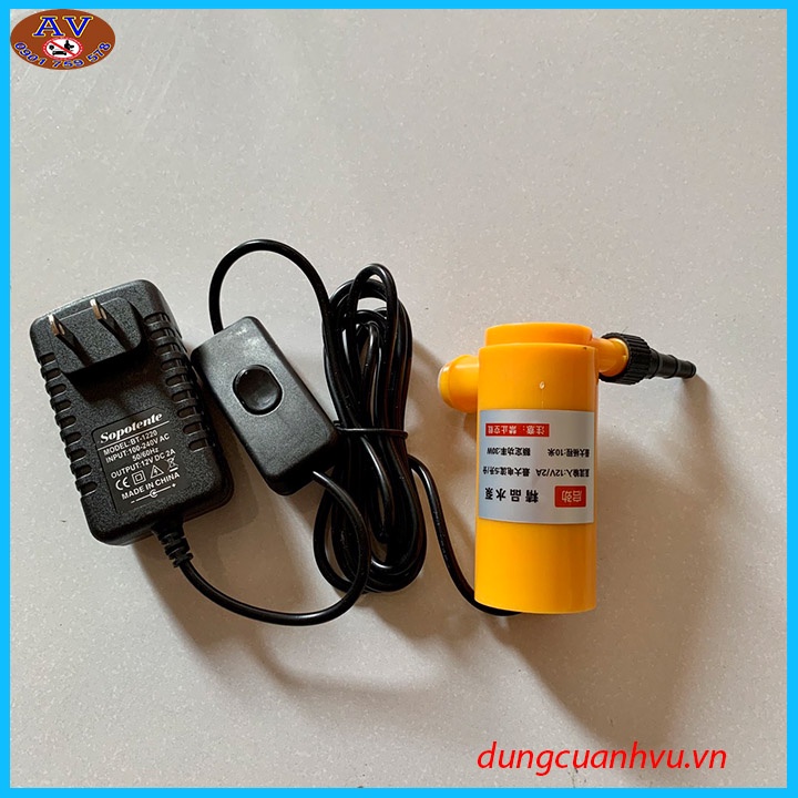 Máy Bơm Nước Mini 12V/Bơm nước cắt rãnh tường, tạo bọt bể cá độ phụt xa 10m