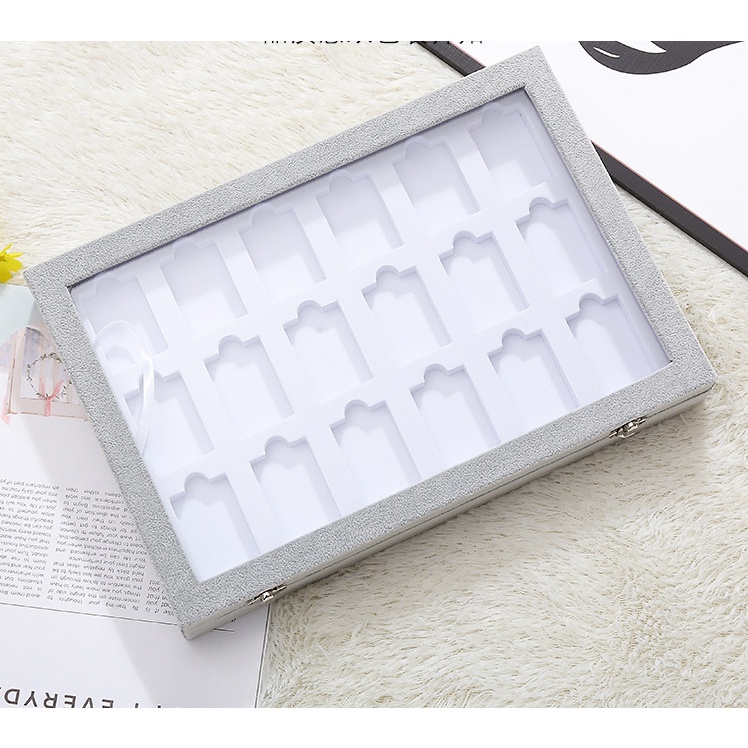 Hộp đựng bật lửa trưng bày Zippo bằng gỗ 18 chỗ màu trắng