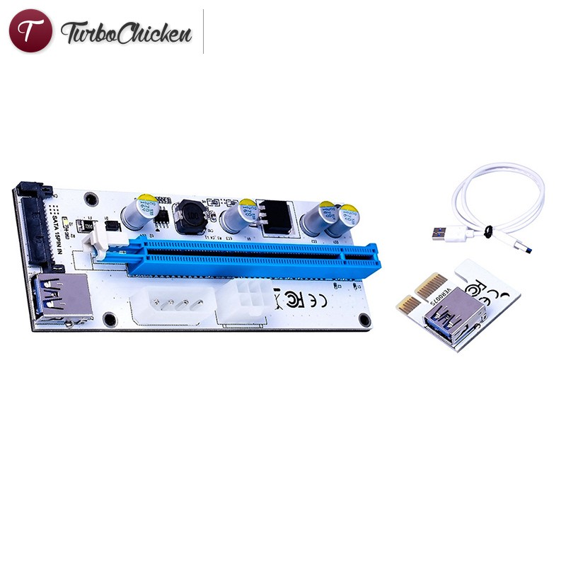 #Khai thác mỏ# PCI-E PCI Express Riser Card 1x to 16x USB 3.0 Data Cable Adapter SATA to 4Pin IDE Molex 6 pin for Bitcoin Mining