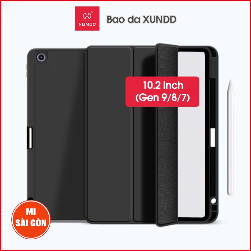 [Hỏa Tốc HCM] Bao da XUNDD iPad 10.2 inch ( iPad Gen 9 8/ 7 ) (BEETLE LEATHER) - Có ngăn đựng bút - Đen
