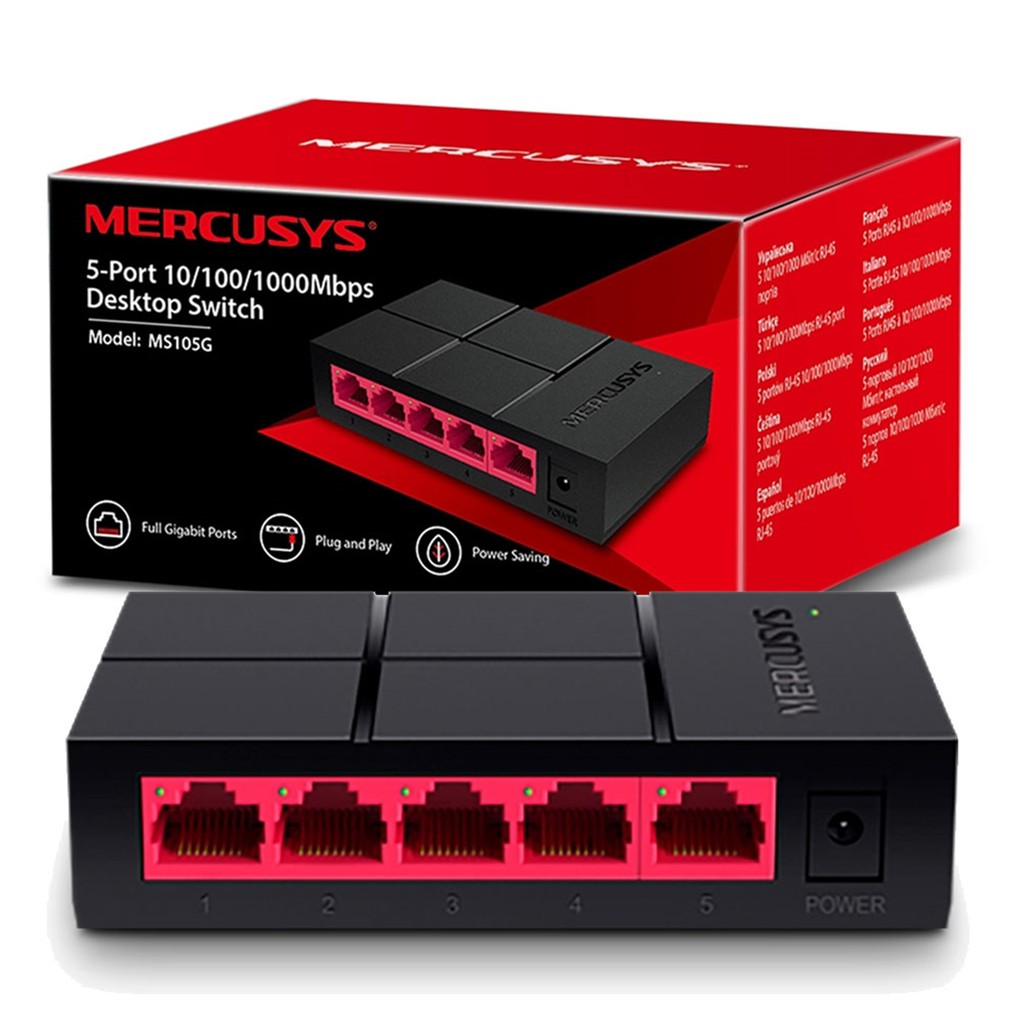 Bộ chia mạng switch tín hiệu 5 cổng switch 5 port 10/100/1000Mbps Mercusys MS105G chính hãng-ZTech