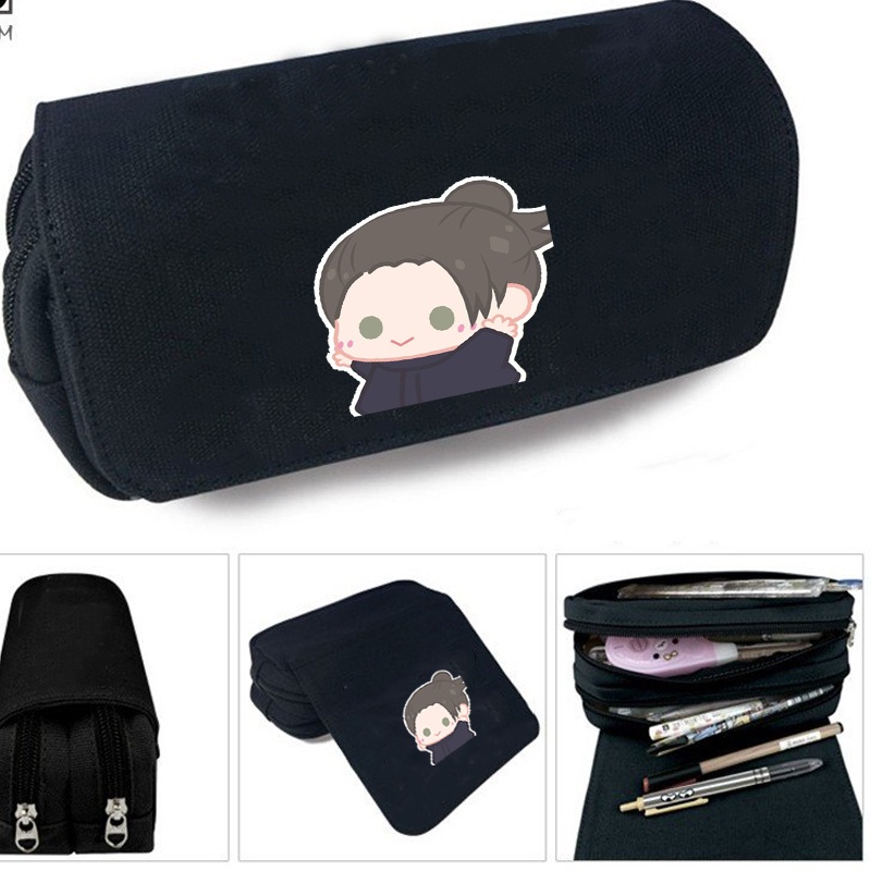 Hộp bút vải canvas in hình JUJUTSU KAISEN VER TẬP THỂ DỤC dễ thương đi học đựng đồ dùng học tập tiện lợi
