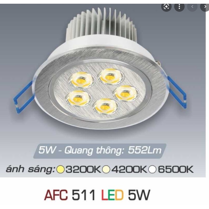Đèn Anfaco Led downlight âm trần tròn xoay góc AFC 511-5W