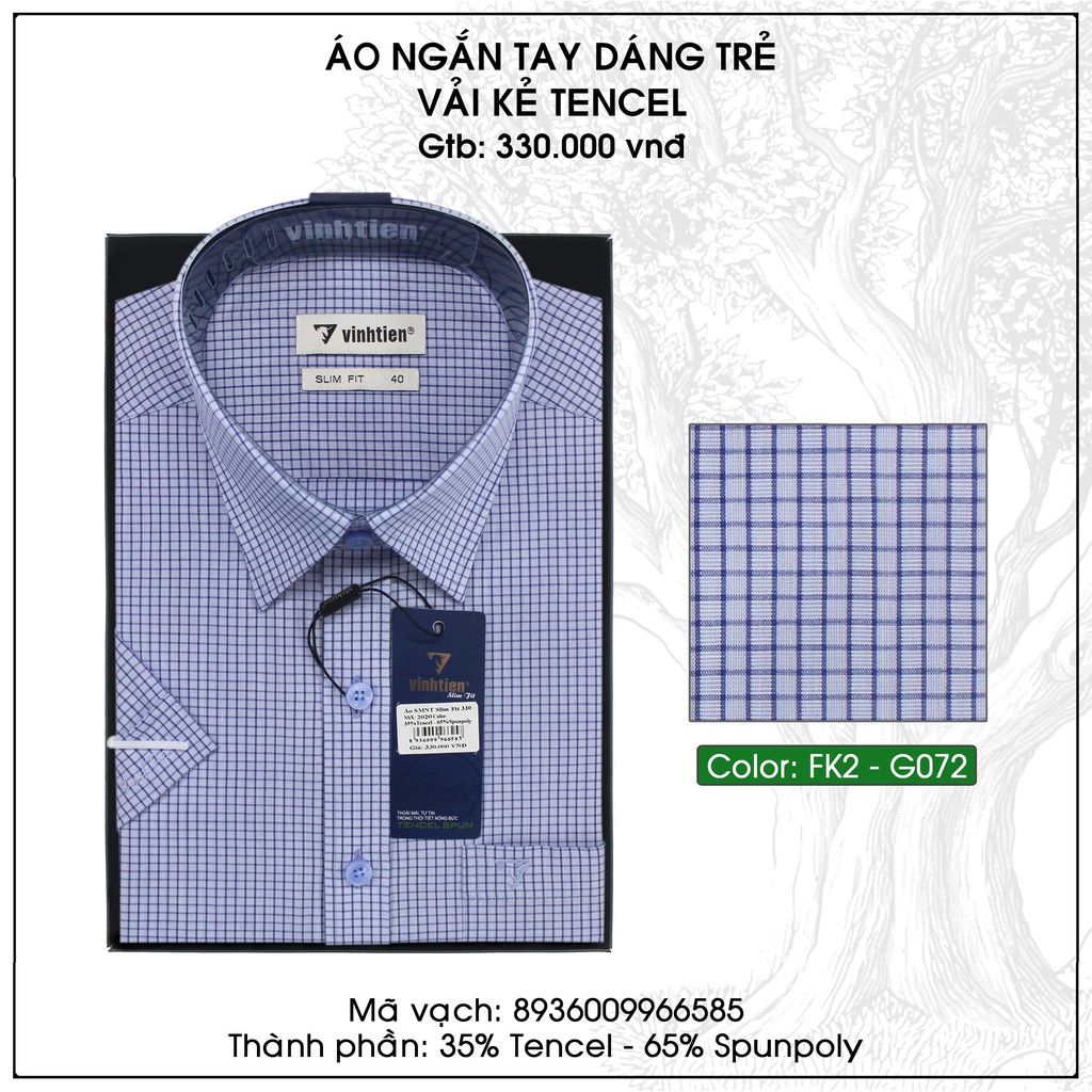 Áo sơ mi nam ngắn tay Tencel Slimfit Vĩnh Tiến 330 - Kẻ caro | BigBuy360 - bigbuy360.vn