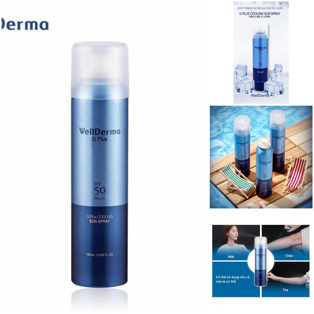 Xịt Chống Nắng Wellderma G PLus Cooling Sun Spray 180ml