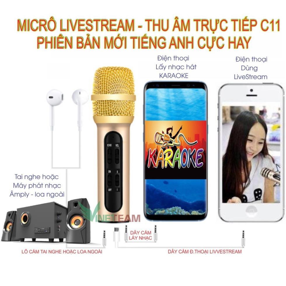 Bộ micro thu âm karaoke livestream C11 Kèm đầy đủ phụ kiện