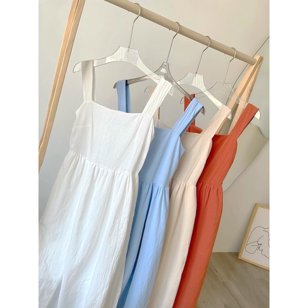 Đầm váy hai dây babydoll thô thắt nơ 4 màu 1605