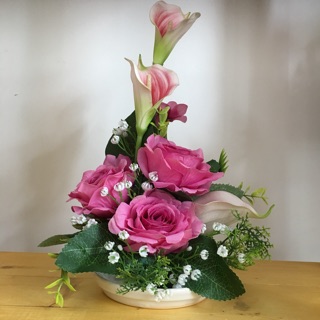 🌿 Bình hoa vải Hoa Hồng kết hợp