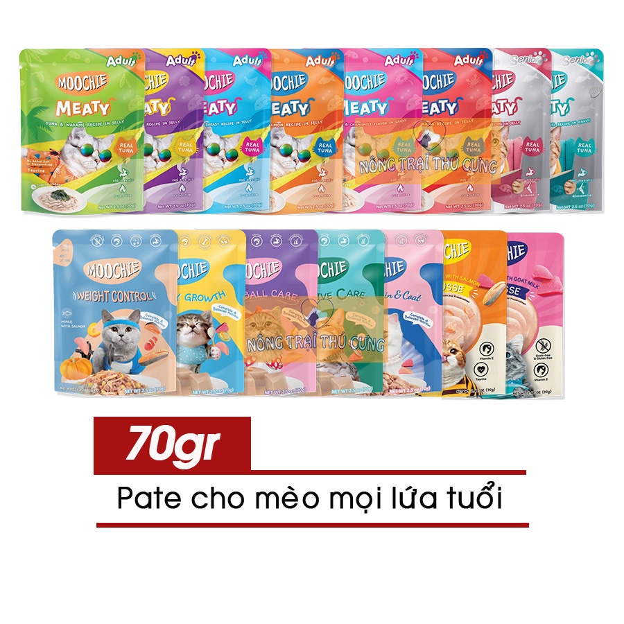 Pate Moochie Cho Mèo Mọi Lứa Tuổi 70g