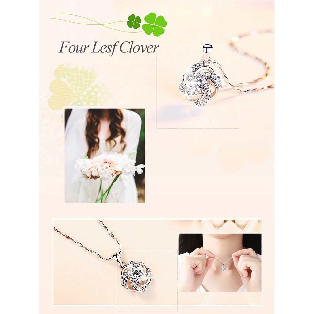 Dây chuyền nữ S925 Four Lesf Clover đính đá Zircon tinh tế