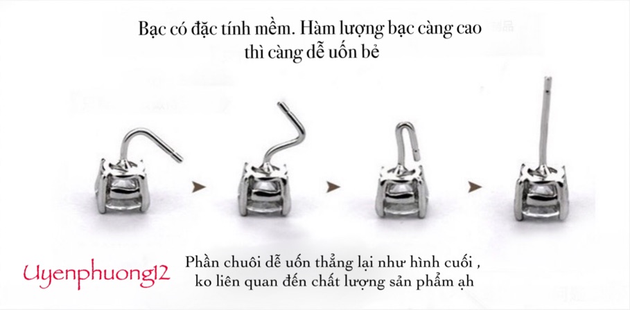 Bông tai bạc ý 30% - nhỏ xinh tinh tế đá trắng thanh lịch