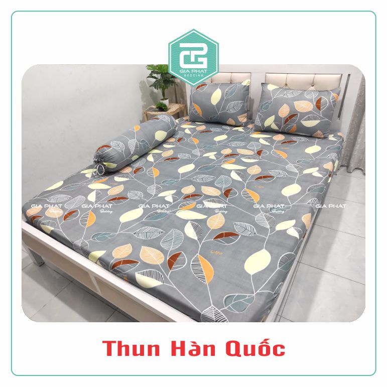 Bộ Ga Gối Thun Lạnh Hàn Quốc  họa tiết Lá dây